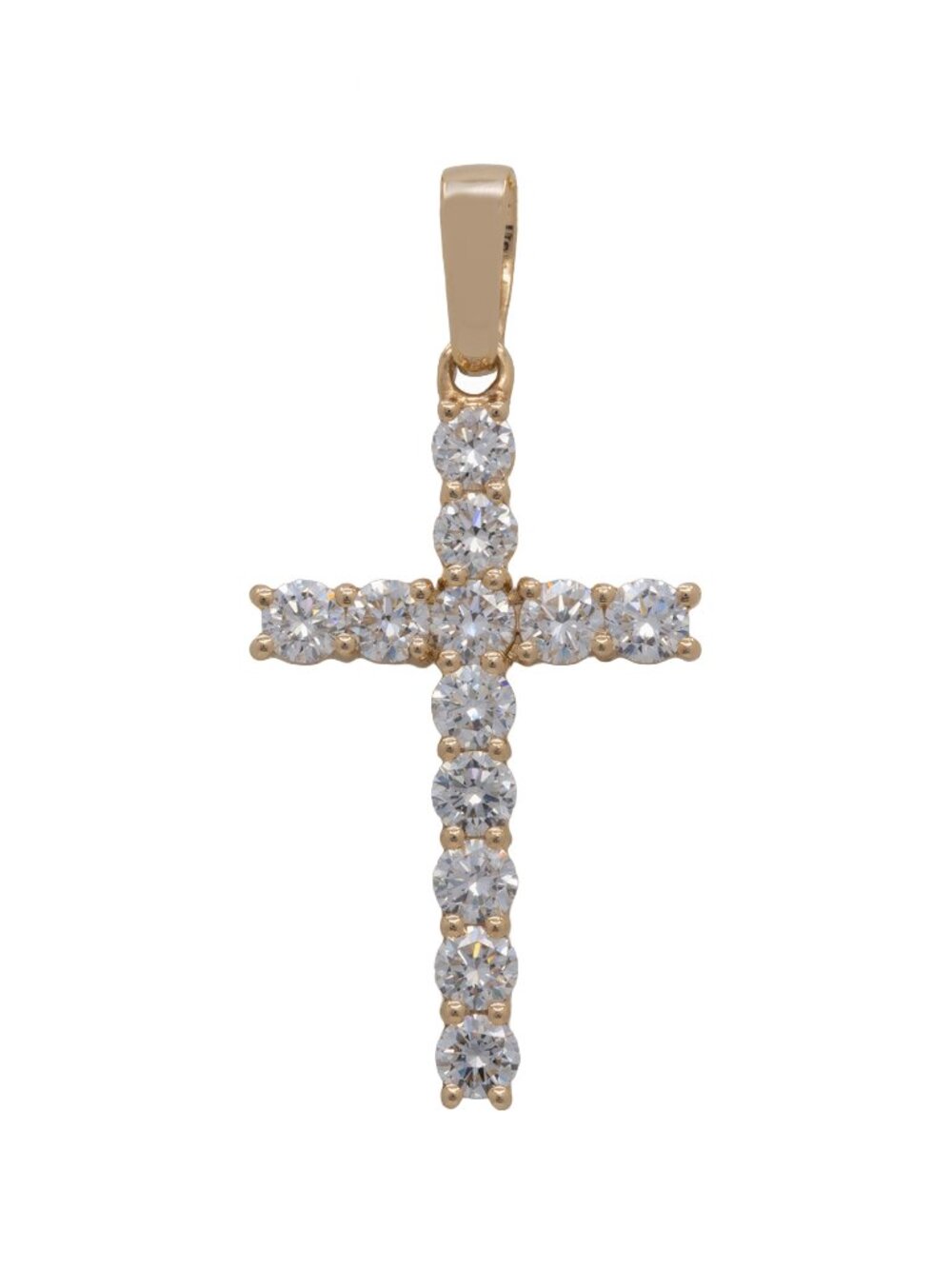 Timeless 3mm Lab-Created Diamond Cross Pendant in Solid 14K Yellow Gold